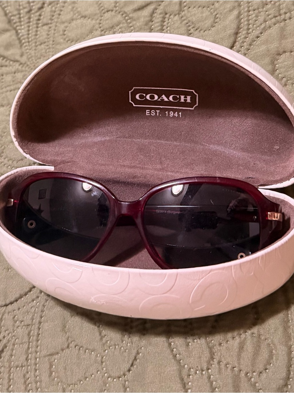Coach Women's Burgundy Frame Sunglasses with Dark Lenses